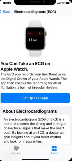 ecg on health app